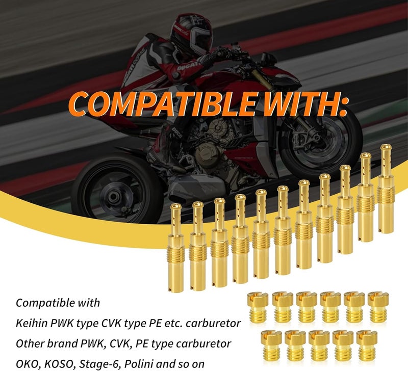 OXCANO 22PCS Carburetor Jet Kits, 11pcs Carburetor Main Jet # 100-145 & 11pcs Slow Pilot Jet # 32-58 Compatible with Nibbi Honda Yamaha PWK Keihin CVK PE Carb, Compatible with OKO KOSO Stage-6 - Image 5